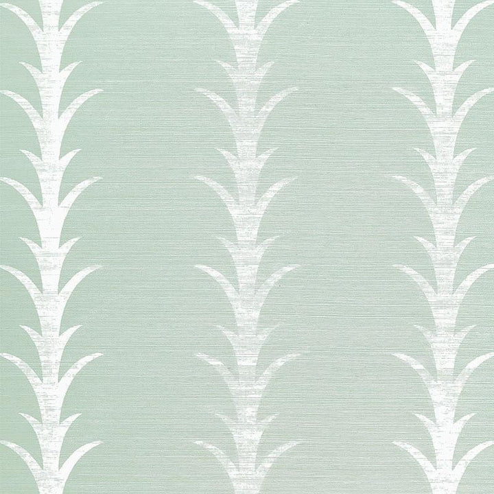 Acanthus Stripe Sisal Seaglass & Chalk 5006053 by Schumacher Designer Wallpaper Celerie Kemble 11.38" - Swanky Fabrics -