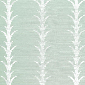 Acanthus Stripe Sisal Seaglass & Chalk 5006053 by Schumacher Wallpaper