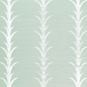 Acanthus Stripe Sisal Seaglass & Chalk 5006053 by Schumacher Wallpaper