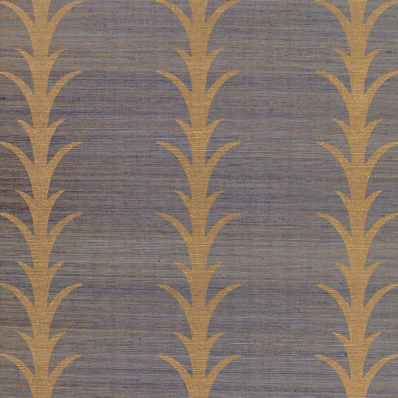 Acanthus Stripe Sisal Turmeric 5006054 by Schumacher Wallpaper Celerie Kemble 11.38" - Fabric Carolina -