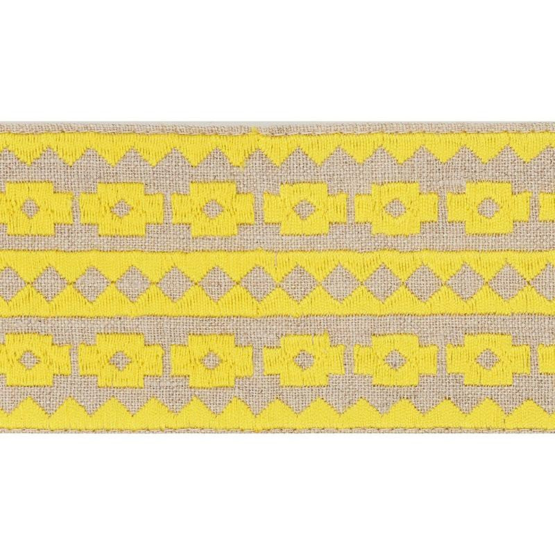 Talitha Tape Yellow On Natural 70645 by Schumacher Trim Couture Trims - Fabric Carolina -