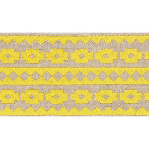 Talitha Tape Yellow On Natural 70645 by Schumacher Trim