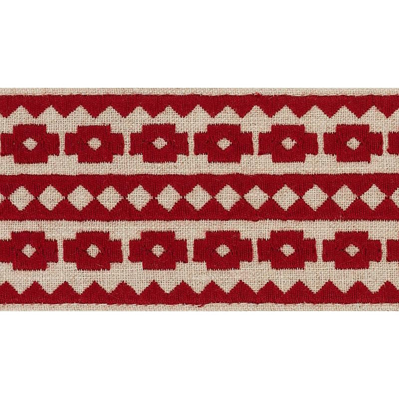 Talitha Tape Red On Natural 70646 by Schumacher Trim Couture Trims - Fabric Carolina -