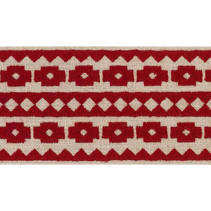Talitha Tape Red On Natural 70646 by Schumacher Trim Couture Trims - Fabric Carolina -