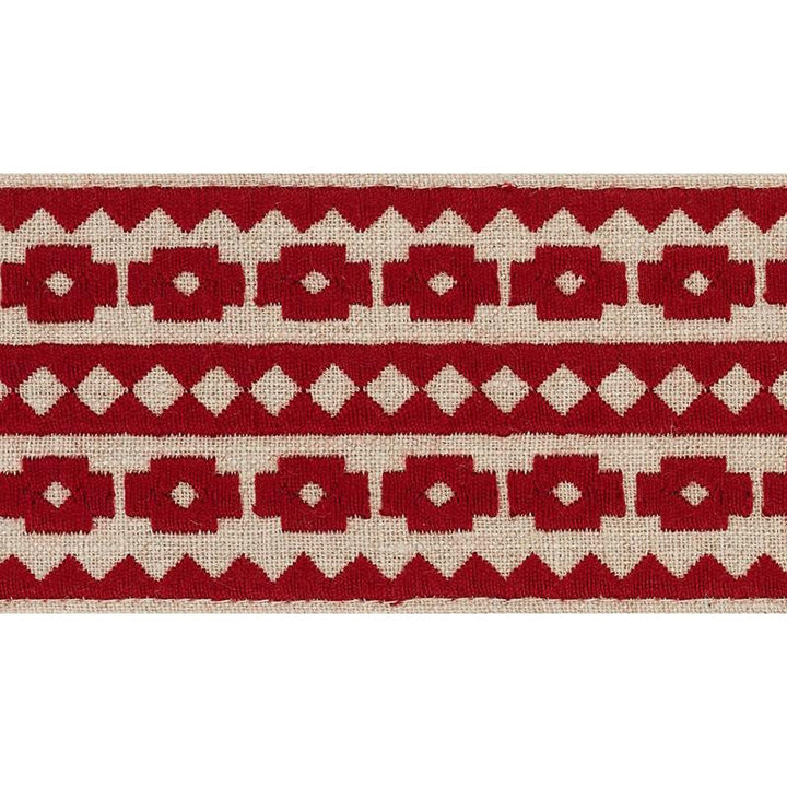 Talitha Tape Red On Natural 70646 by Schumacher Designer Trim Couture Trims - Swanky Fabrics -