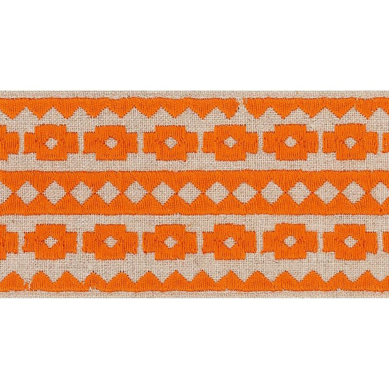Talitha Tape Orange On Natural 70647 by Schumacher Designer Trim Couture Trims - Swanky Fabrics -