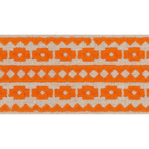 Talitha Tape Orange On Natural 70647 by Schumacher Trim