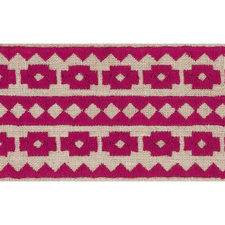 Talitha Tape Fuchsia On Natural 70648 by Schumacher Designer Trim Couture Trims - Swanky Fabrics -