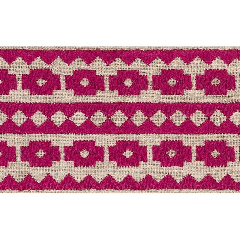 Talitha Tape Fuchsia On Natural 70648 by Schumacher Trim Couture Trims - Fabric Carolina -