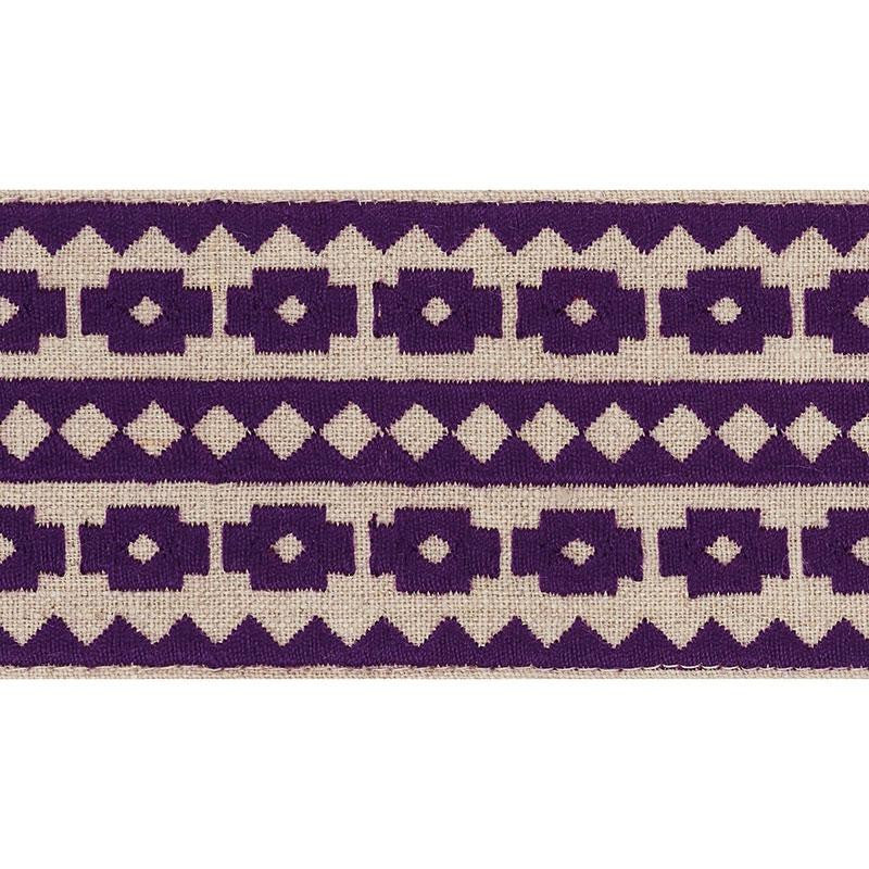 Talitha Tape Violet On Natural 70649 by Schumacher Designer Trim Couture Trims - Swanky Fabrics -