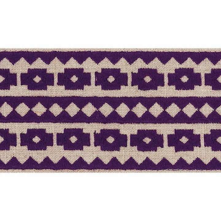 Talitha Tape Violet On Natural 70649 by Schumacher Designer Trim Couture Trims - Swanky Fabrics -
