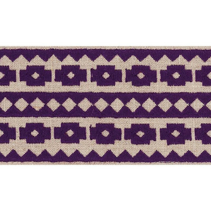 Talitha Tape Violet On Natural 70649 by Schumacher Trim Couture Trims - Fabric Carolina -