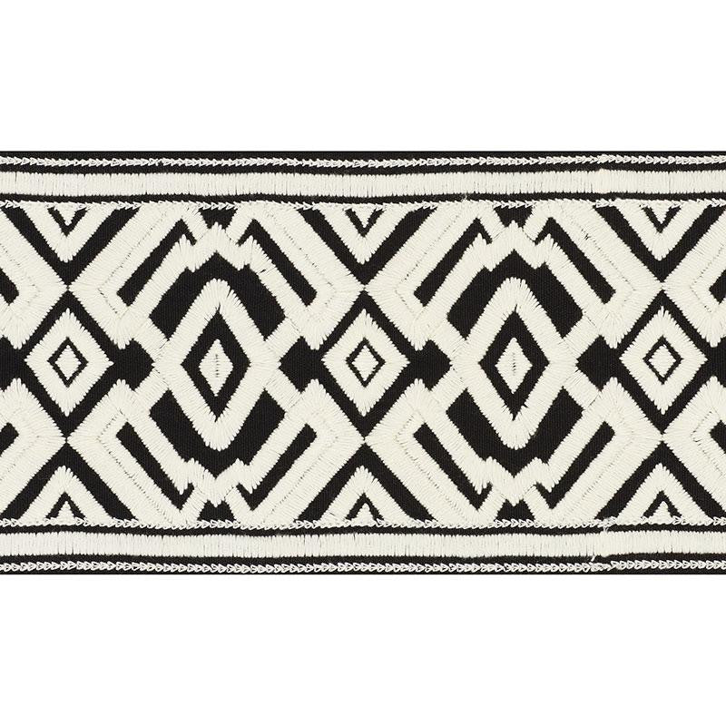 Avalon Tape Ivory On Black 70662 by Schumacher Trim Couture Trims 5.5" - Fabric Carolina -