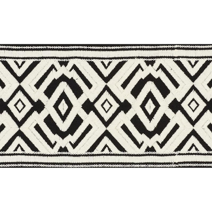 Avalon Tape Ivory On Black 70662 by Schumacher Trim Couture Trims 5.5" - Fabric Carolina -