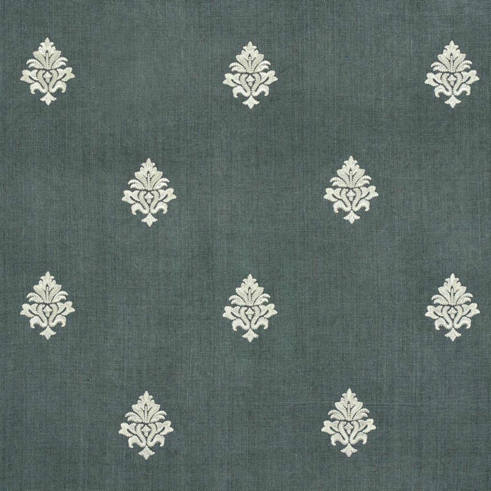 Lorenzo Embroidery Midnight 64721 by Schumacher Designer Fabric Chroma 5.12" - Swanky Fabrics -