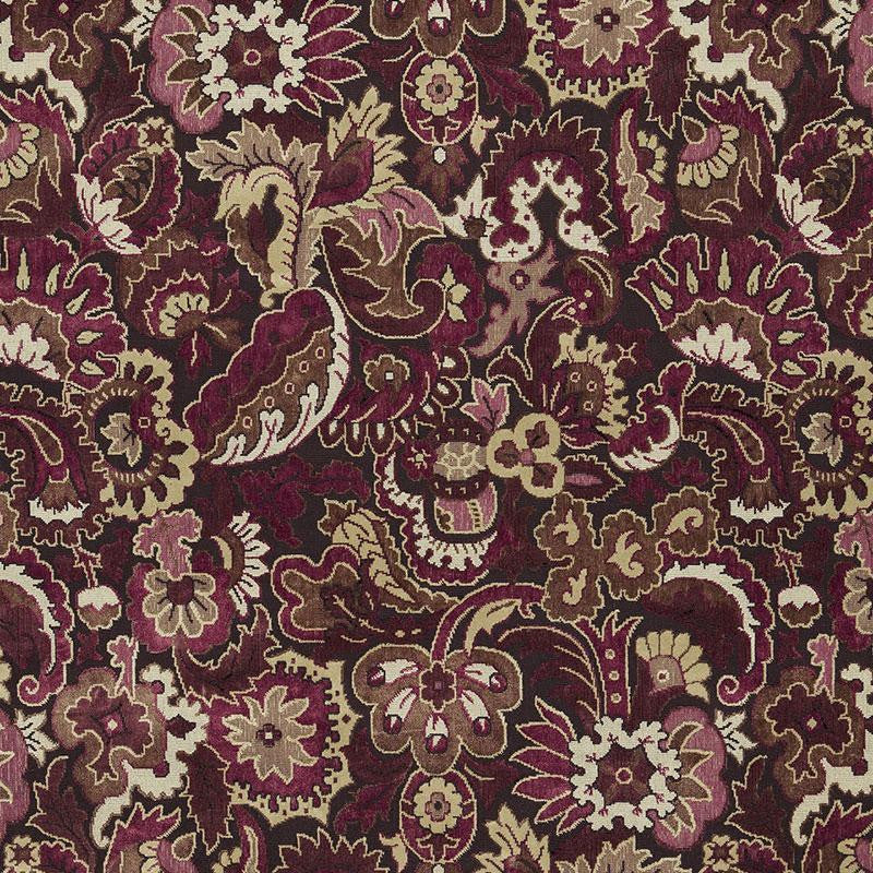 Velours Oriental Aubergine 64832 by Schumacher Designer Fabric Cut & Patterned Velvets 25.88" - Swanky Fabrics -