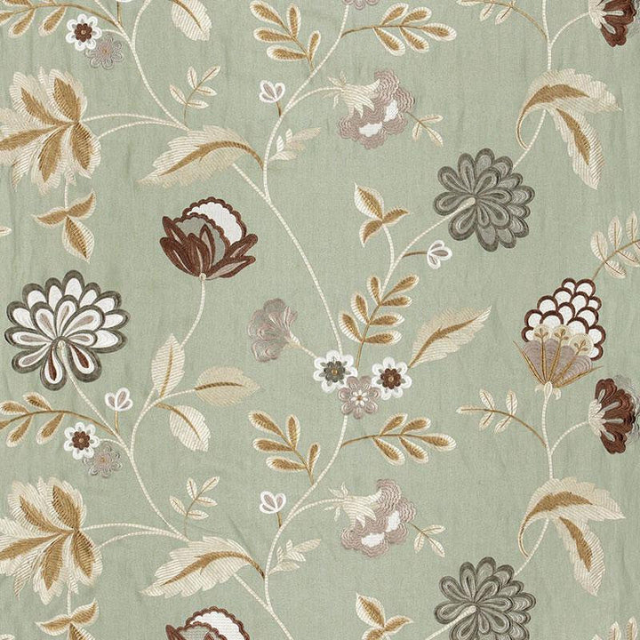Palampore Embroidery Mineral 64840 by Schumacher Designer Fabric Perennial Favorites 50.25" - Swanky Fabrics -