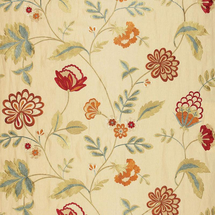 Palampore Embroidery Biscuit 64842 by Schumacher Designer Fabric Perennial Favorites 50.25" - Swanky Fabrics -