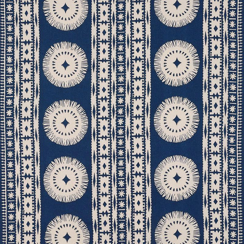 Bora Bora Print Marine 175841 by Schumacher Designer Fabric Mary Mcdonald 52.0" - Swanky Fabrics -