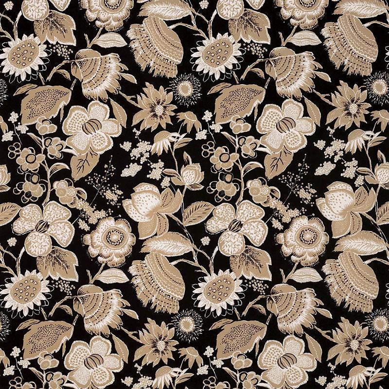 Tikki Garden Lava Black 176010 by Schumacher Fabric Mary Mcdonald 26.5" - Fabric Carolina -