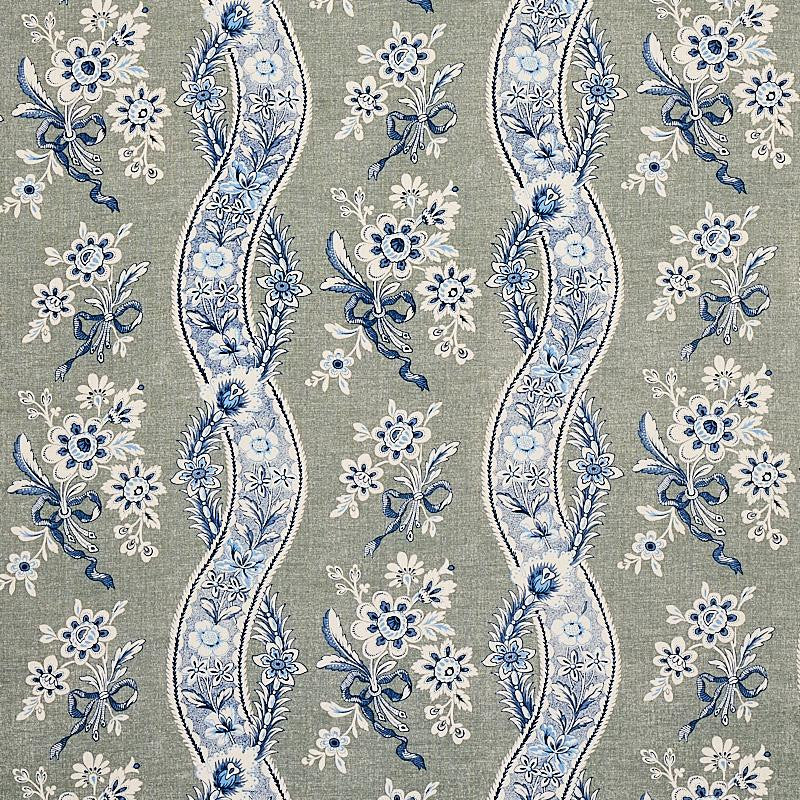 Le Castellet Gris & Bleu 175982 by Schumacher Fabric Country Chic 13.5" - Fabric Carolina -