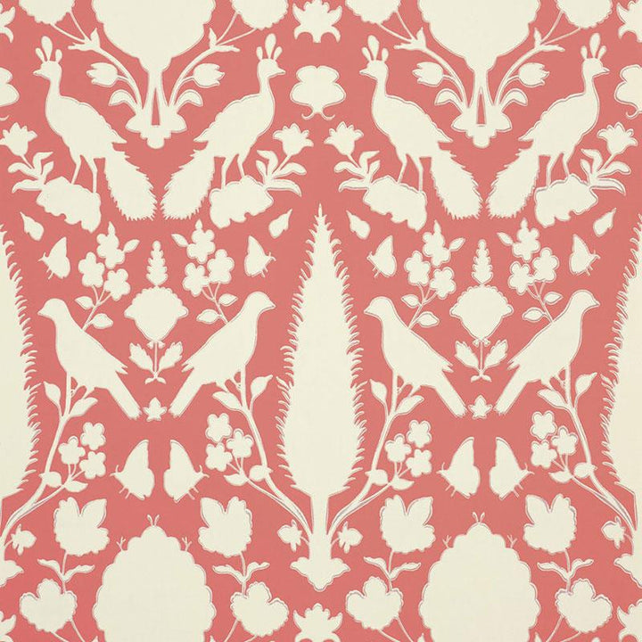 Chenonceau Coral 5004125 by Schumacher Wallpaper Exuberant Prints 13.5" - Fabric Carolina -