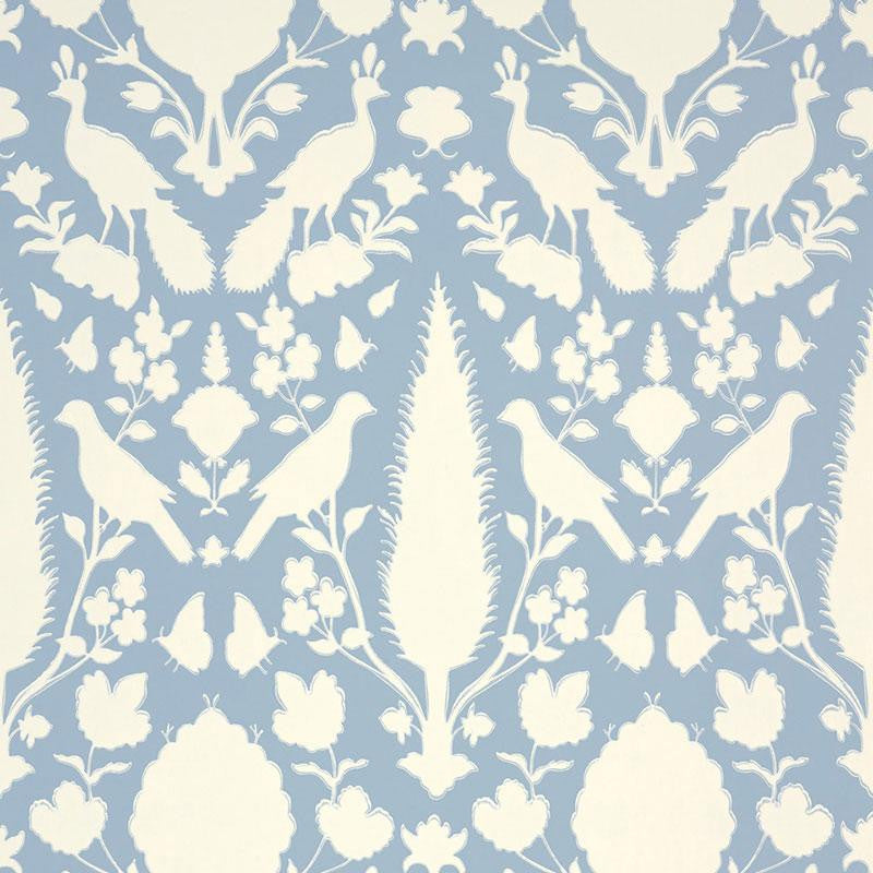 Chenonceau Sky 5004127 by Schumacher Designer Wallpaper Exuberant Prints 13.5" - Swanky Fabrics -