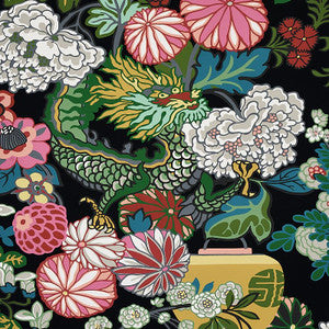 Chiang Mai Dragon Ebony 5001065 by Schumacher Wallpaper