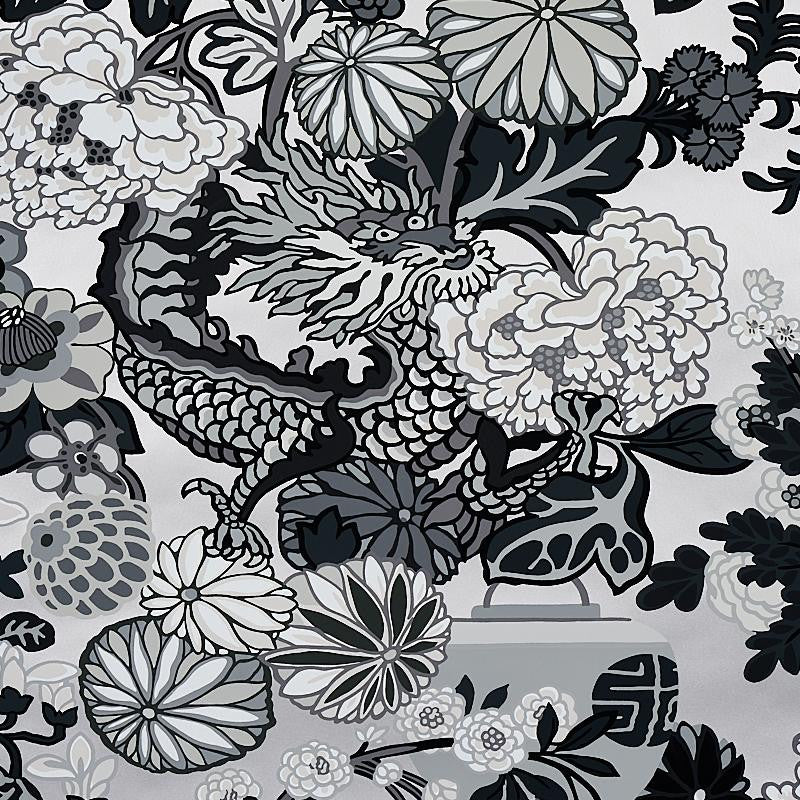 Chiang Mai Dragon Smoke 5001066 by Schumacher Wallpaper Exuberant Prints 27.0" - Fabric Carolina -