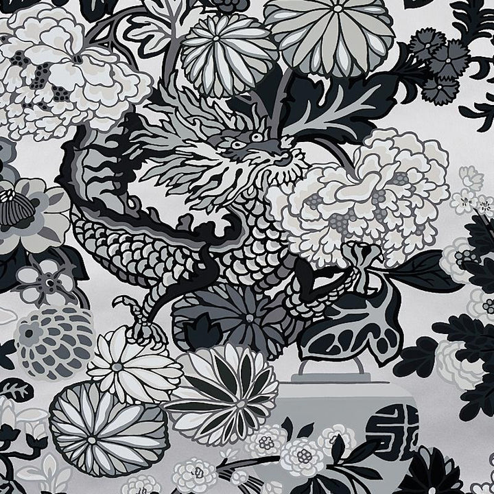 Chiang Mai Dragon Smoke 5001066 by Schumacher Wallpaper Exuberant Prints 27.0" - Fabric Carolina -