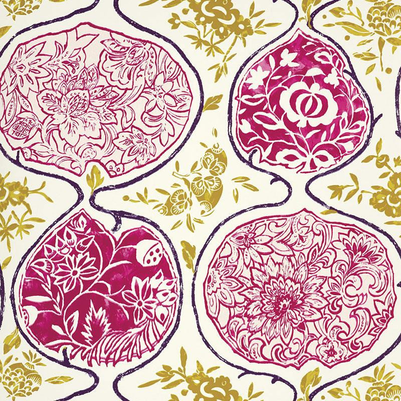Katsugi Fuchsia & Chartreuse 5006963 by Schumacher Wallpaper Exuberant Prints 27.0" - Fabric Carolina -