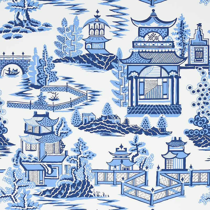 Nanjing Porcelain 5006911 by Schumacher Designer Wallpaper Exuberant Prints 27.0" - Swanky Fabrics -