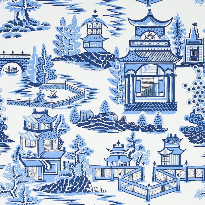 Nanjing Porcelain 5006911 by Schumacher Designer Wallpaper Exuberant Prints 27.0" - Swanky Fabrics -