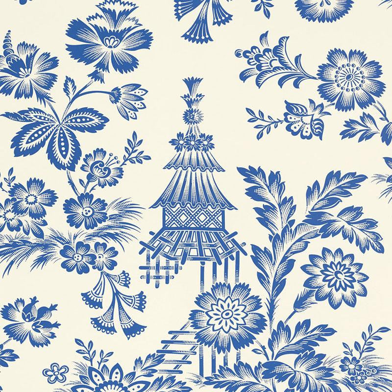 Song Garden Porcelain 5007030 by Schumacher Wallpaper Exuberant Prints 26.5" - Fabric Carolina -