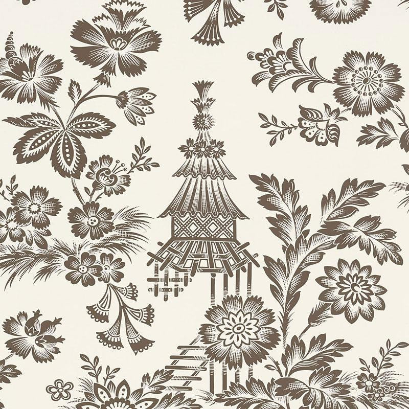 Song Garden Cocoa 5007032 by Schumacher Wallpaper Exuberant Prints 26.5" - Fabric Carolina -