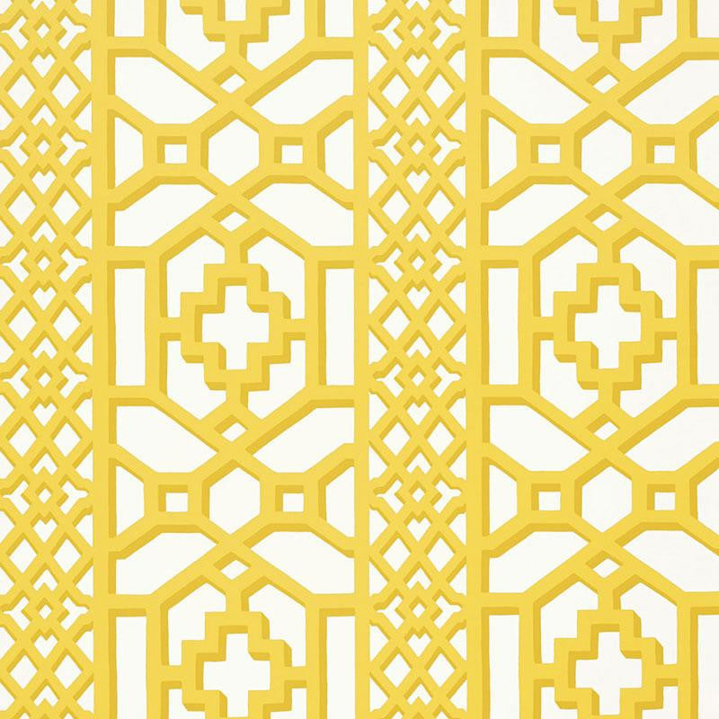 Zanzibar Trellis Canary 5006940 by Schumacher Wallpaper Print Happy 13.5" - Fabric Carolina -