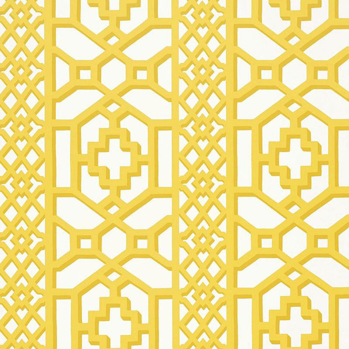 Zanzibar Trellis Canary 5006940 by Schumacher Wallpaper Print Happy 13.5" - Fabric Carolina -