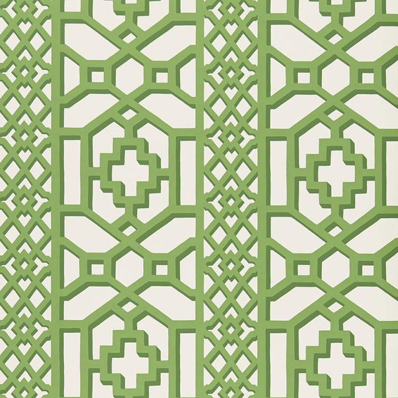 Zanzibar Trellis Jade 5006941 by Schumacher Wallpaper Print Happy 13.5" - Fabric Carolina -