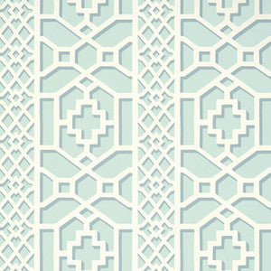 Zanzibar Trellis Winter Mint 5006942 by Schumacher Wallpaper