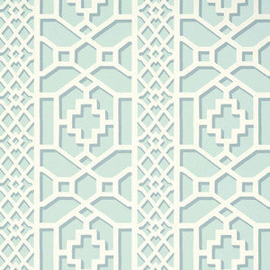 Zanzibar Trellis Winter Mint 5006942 by Schumacher Wallpaper