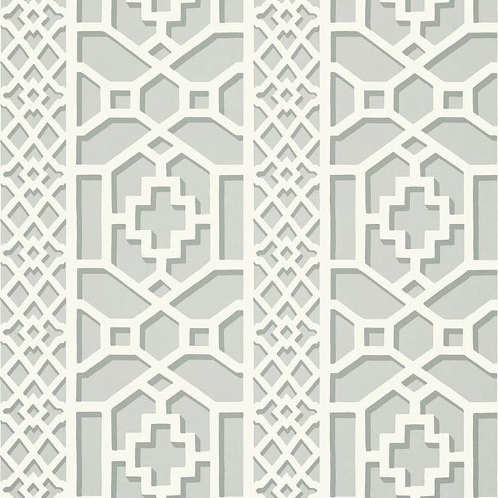 Zanzibar Trellis Cloud 5006943 by Schumacher Wallpaper Print Happy 13.5" - Fabric Carolina -