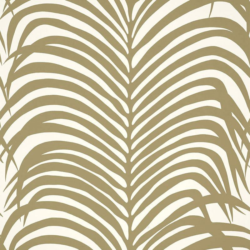 Zebra Palm Khaki 5006930 by Schumacher Wallpaper Print Happy 27.0" - Fabric Carolina -