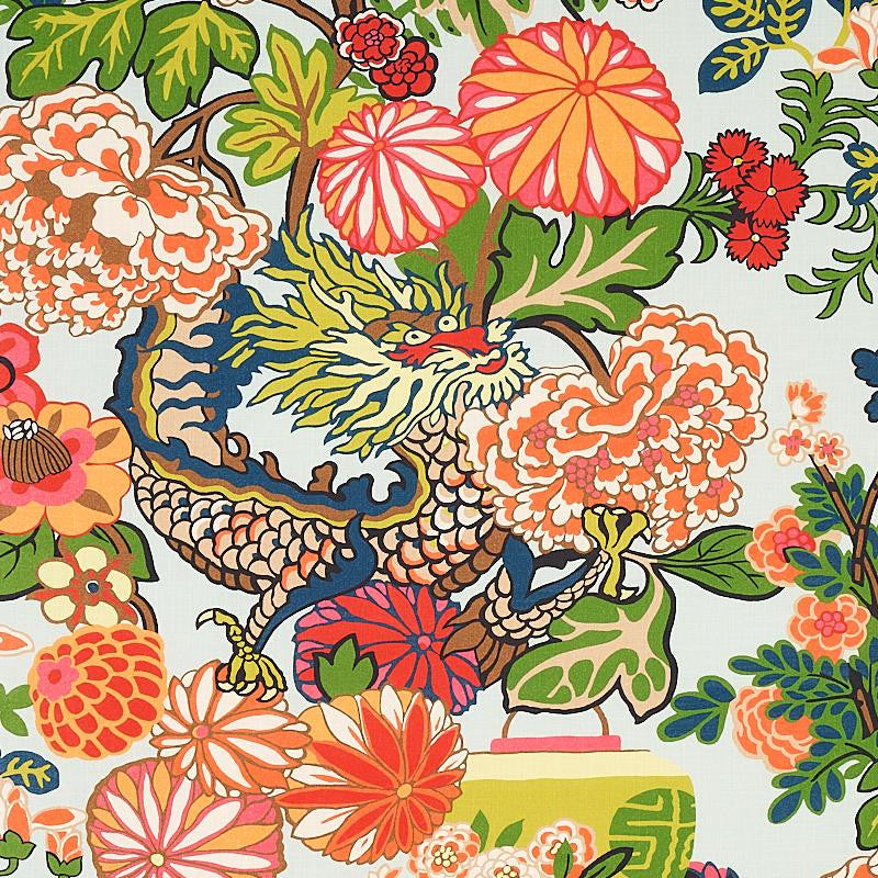 Chiang Mai Indoor/Outdoor Aquamarine 177310 by Schumacher Fabric Indoor/Outdoor: Prints & Wovens 26.5" - Fabric Carolina -