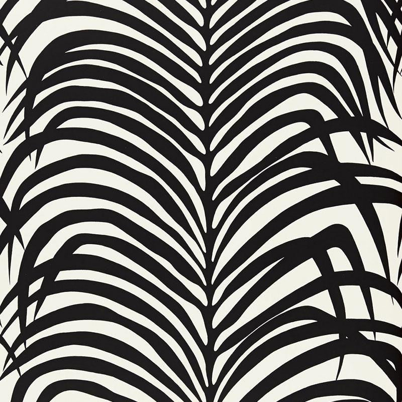 Zebra Palm Ebony 5006932 by Schumacher Wallpaper Print Happy 27.0" - Fabric Carolina -