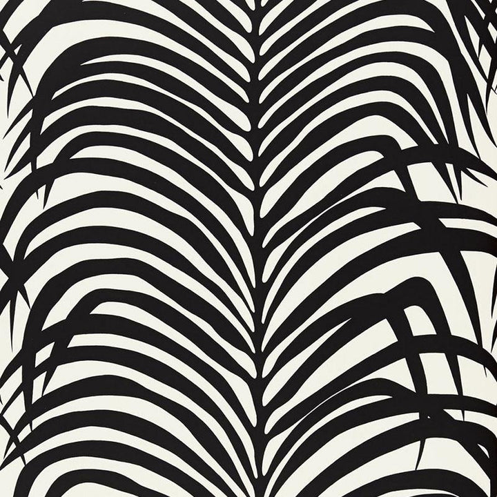 Zebra Palm Ebony 5006932 by Schumacher Wallpaper Print Happy 27.0" - Fabric Carolina -