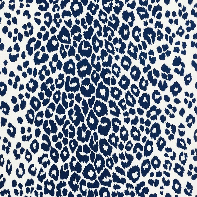 Iconic Leopard Indoor/Outdoor Navy 177323 by Schumacher Fabric Indoor/Outdoor: Prints & Wovens 27.25" - Fabric Carolina -