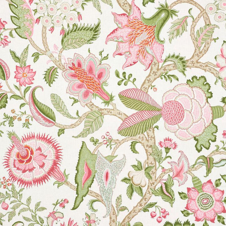 Arborvitae Pink & Leaf 177371 by Schumacher Designer Fabric Schumacher Classics 54.0" - Swanky Fabrics -