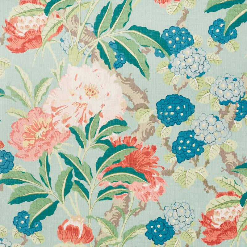 Enchanted Garden Aqua 177390 by Schumacher Designer Fabric Schumacher Classics 26.5" - Swanky Fabrics -