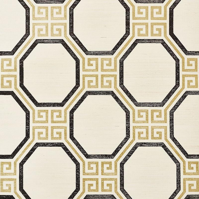 Octavia Sisal Gold & Jet 5008930 by Schumacher Wallpaper Orient Express 11.25" - Fabric Carolina -