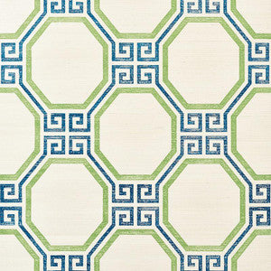 Octavia Sisal Turquoise & Palm 5008931 by Schumacher Wallpaper